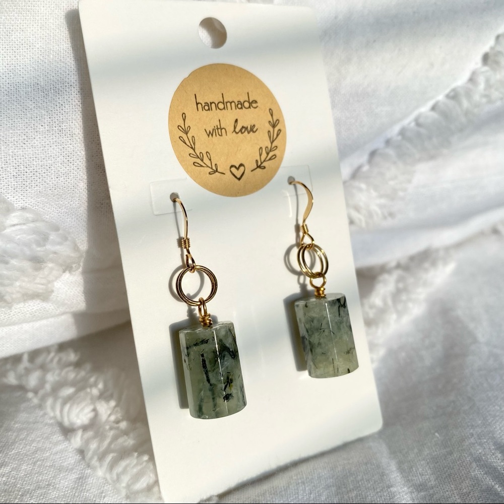 Handmade 14k Gold Filled + Prehnite Earrings